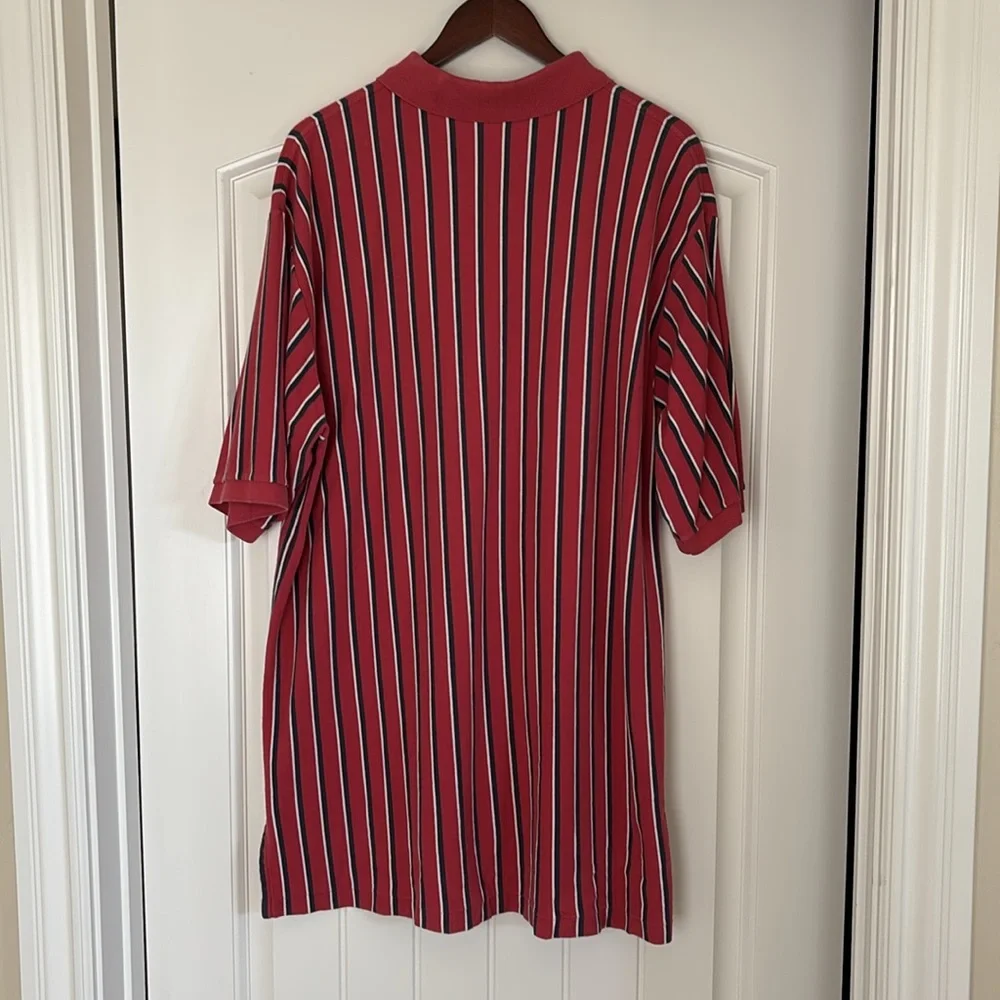 Vintage Polo Ralph Lauren Red White Striped Pique Golf Polo Shirt Men’s XXL Tall
